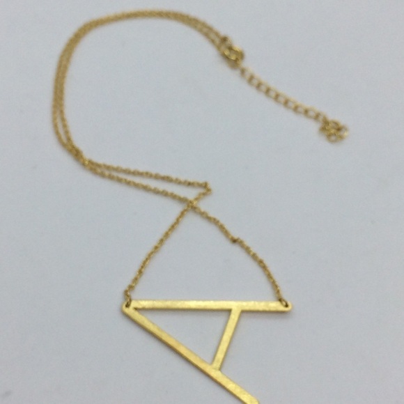 3/$30 LETTER A INITIAL SIDEWAYS GOLD TONE NECKLACE - Picture 9 of 10
